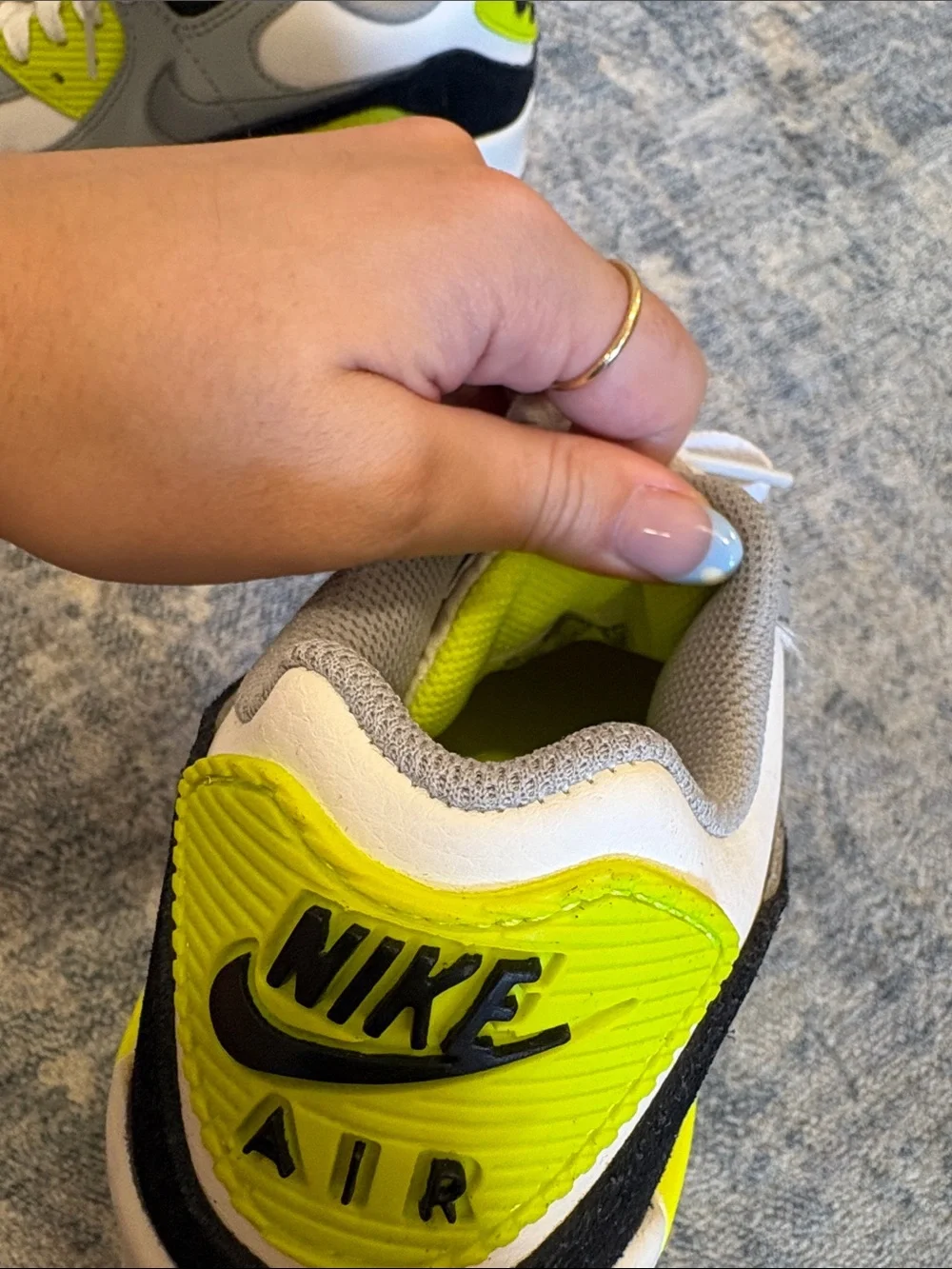 Nike Kids White Gray Black Neon Yellow Sneakers